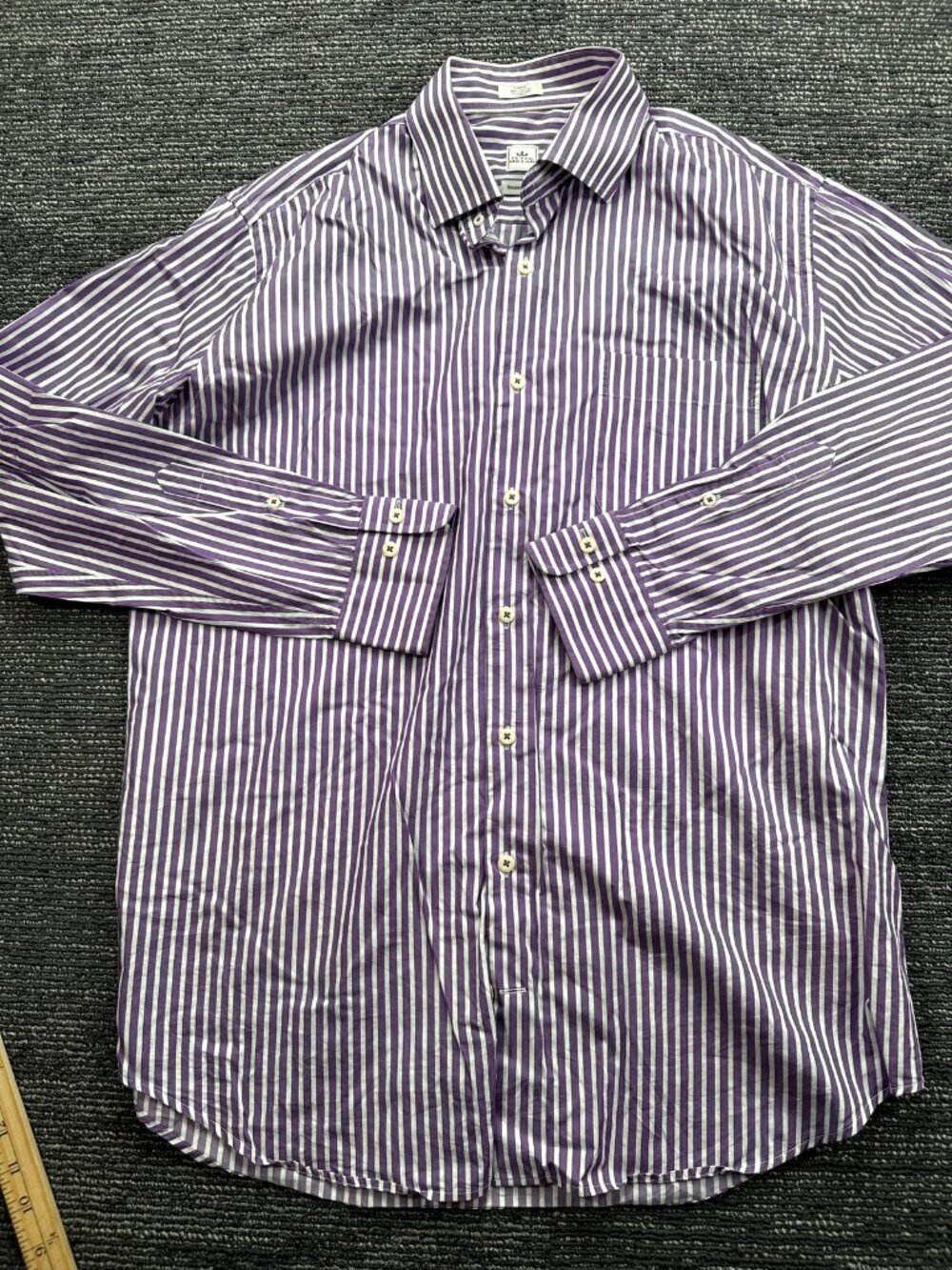 Peter Millar Seaside Finish Mens L Purple Stripe 100% Cotton Dress Shirt